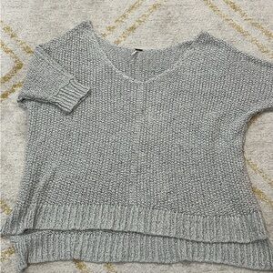 Free People Light Gray V-Neck Sweater